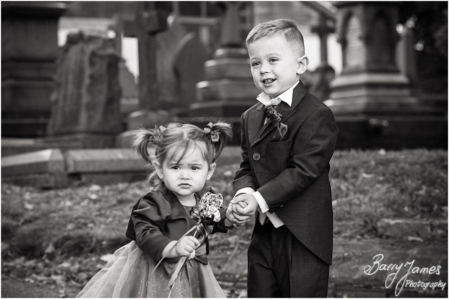 Contemporary photographs of the bridal party arrival at Rushall Parish Church in Walsall by Walsall Wedding Photographer Barry James