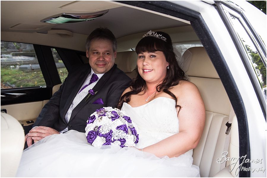 Contemporary photographs of the bridal party arrival at Rushall Parish Church in Walsall by Walsall Wedding Photographer Barry James