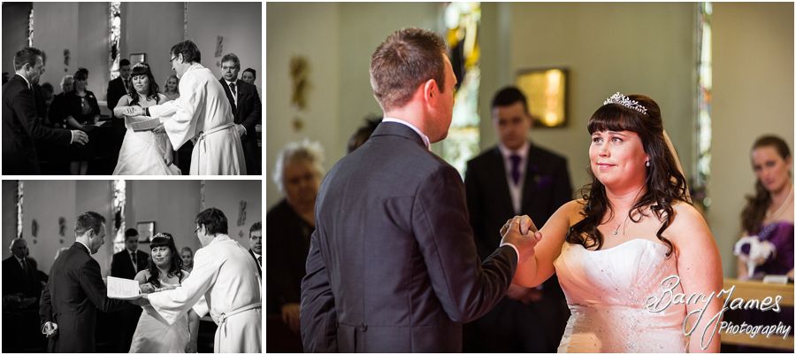 Unobtrusive photographs of the Bridal entrance to her waiting groom at Rushall Parish Church in Walsall by Walsall Wedding Photographer Barry James