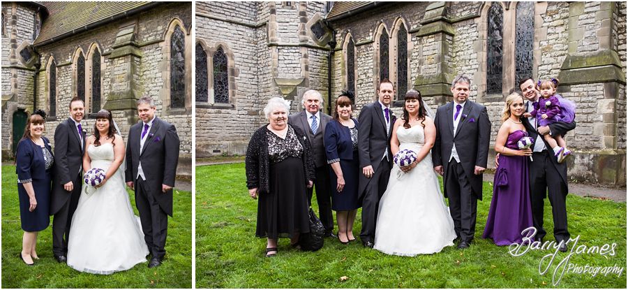 Relaxed family photographs in the church grounds at Rushall Parish Church in Walsall by Walsall Wedding Photographer Barry James