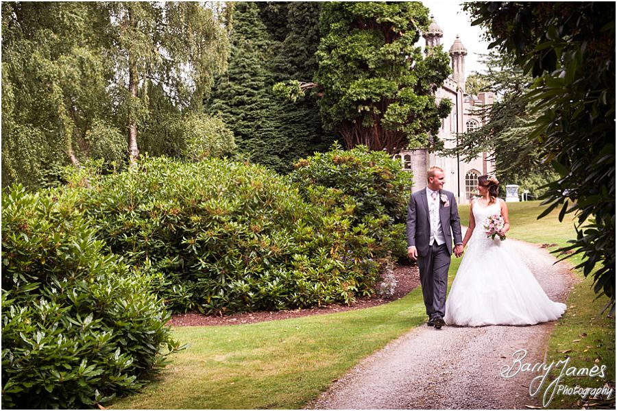 Creative and relaxed photographs of the bride and groom around the grounds at Hawkesyard Estate in Rugeley by Rugeley Wedding Photographer Barry James