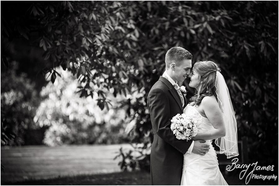 Stunning portraits of Bride and Groom at Hawkesyard Hall in Rugeley by Professional Master Wedding Photographer Barry James