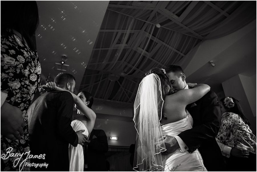 Creative photographs of first dance at Hawkesyard Hall in Rugeley by Reportage Wedding Photographer Barry James