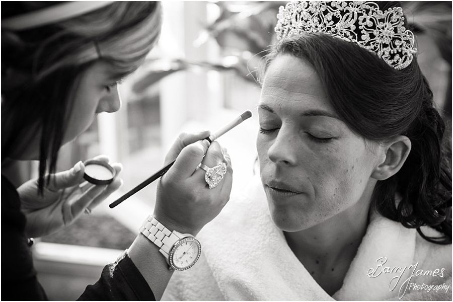 Storytelling wedding photographs of bridal preparations at home in Brewood ahead of her wedding at St Pauls by Cannock Reportage Wedding Photographer Barry James
