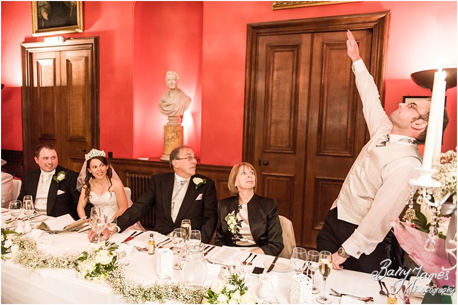 Traditional relaxed winter wedding photographs at Sandon Hall in Stafford by Staffordshire Wedding Photographers Barry James