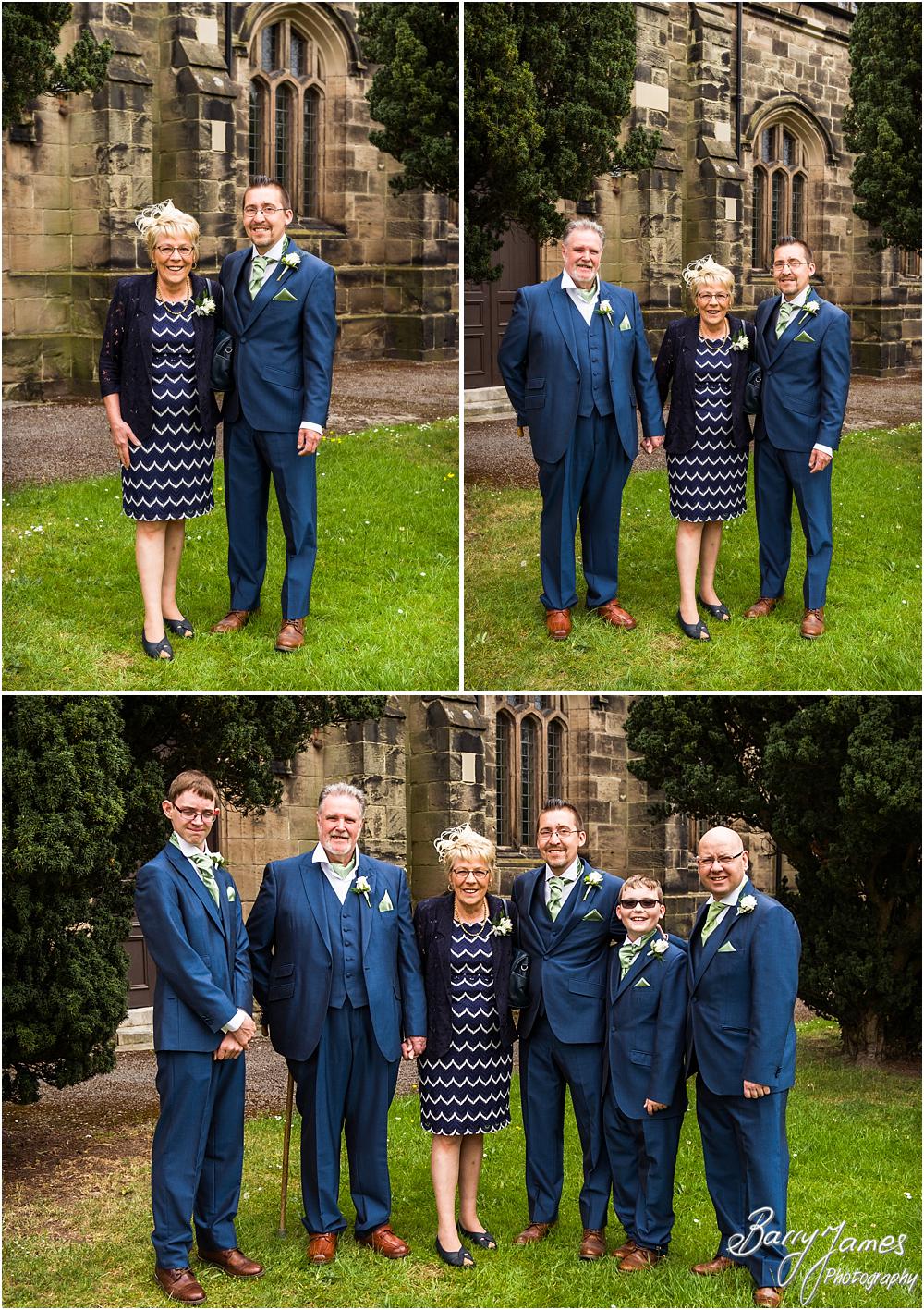 Traditional photographs of the groomsmen in their blue suits from White Rose at St Augustines in Rugeley by Rugeley Wedding Photographers Barry James