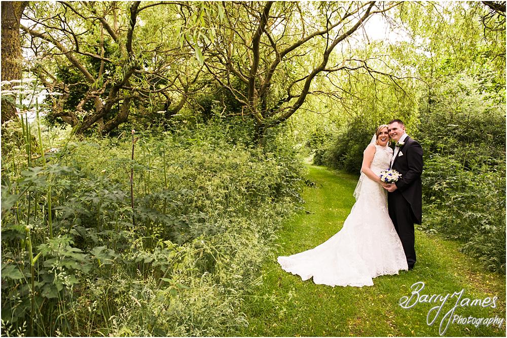 Creative contemporary portraits of the Bride and Groom in the woodlands at Calderfields in Walsall by Walsall Golf Club Wedding Photographer