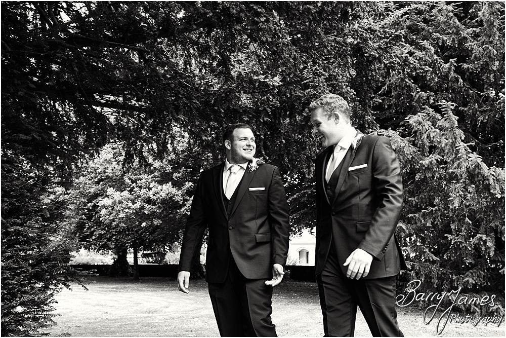 Contemporary portraits of the groom and best man ahead of the ceremony at St Marks Church in Great Wyrley by Cannock Wedding Photographer Barry James