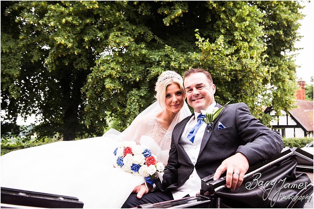 Creative portraits of the Bride and Groom with the Horse and Carriage at Hoar Cross Hall in Staffordshire by Stafford Wedding Photographer Barry James