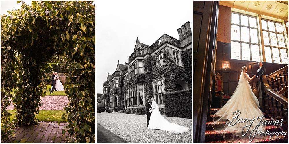 Creative wedding photos in the stunning gardens of Hoar Cross Hall in Staffordshire by Stafford Wedding Photographer Barry James