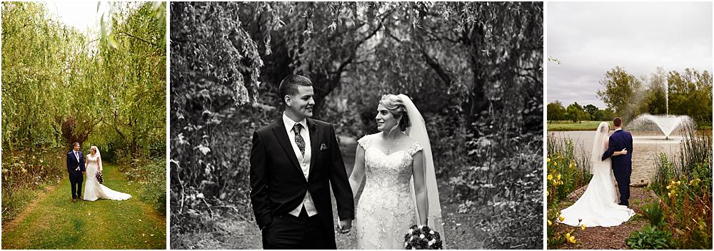 Beautiful photographs of the bride and groom in the stunning lakeside grounds at Calderfields Walsall by Walsall Wedding Photographer Barry James