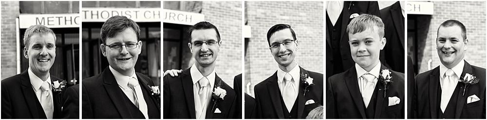 Relaxed photographs of the groomsmen at Brownhills Methodist Church in Walsall by Walsall Wedding Photographer Barry James