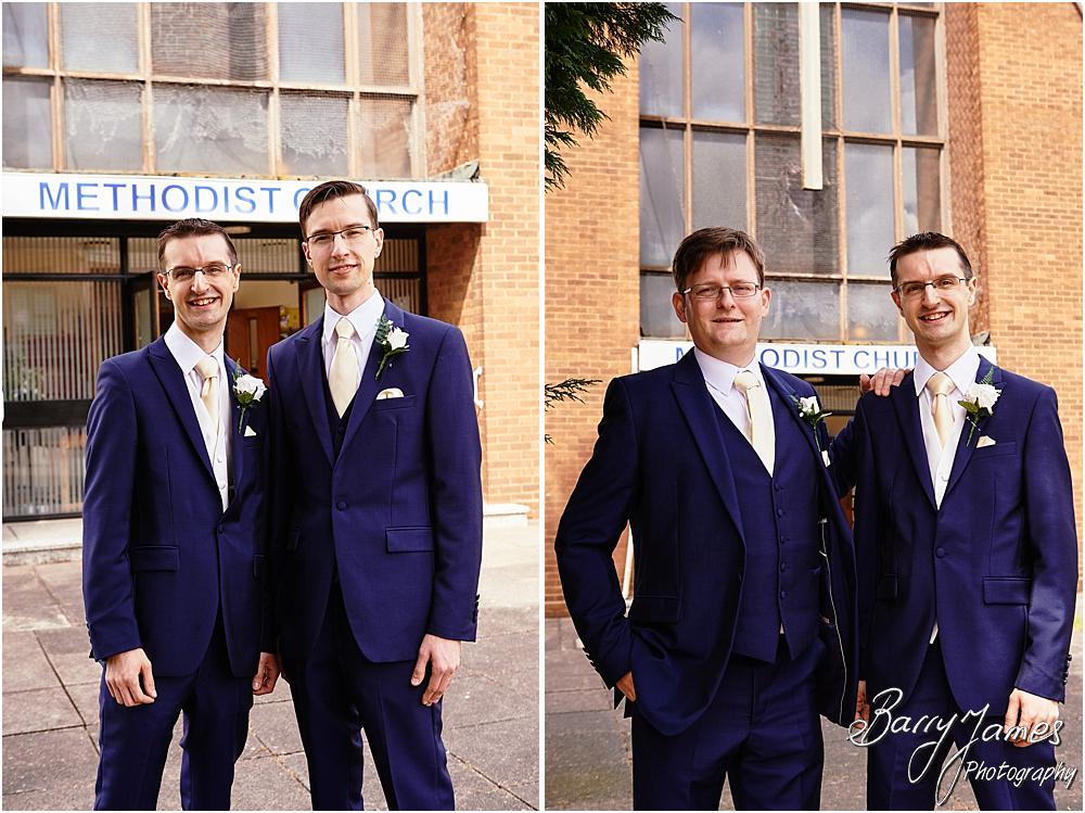 Relaxed photographs of the groomsmen at Brownhills Methodist Church in Walsall by Walsall Wedding Photographer Barry James