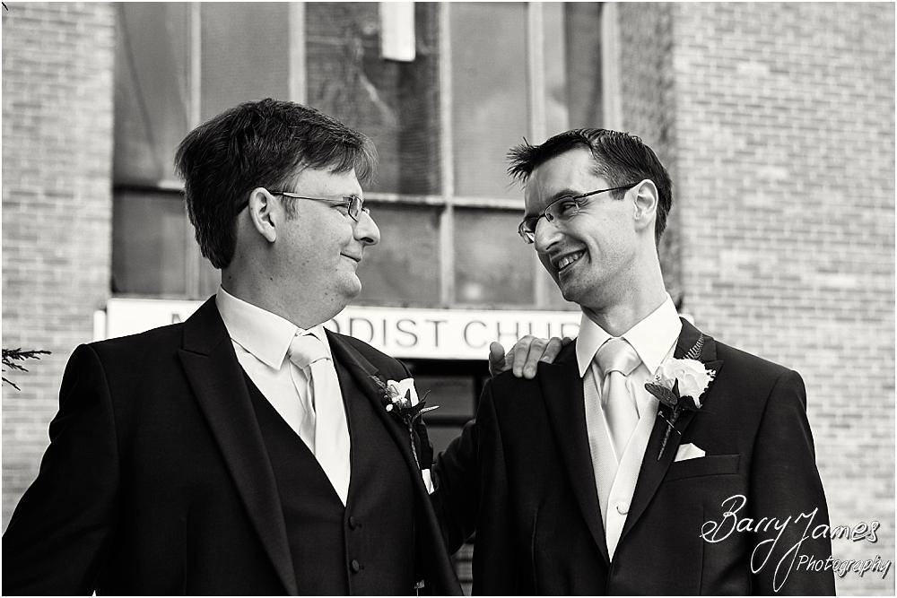Relaxed photographs of the groomsmen at Brownhills Methodist Church in Walsall by Walsall Wedding Photographer Barry James