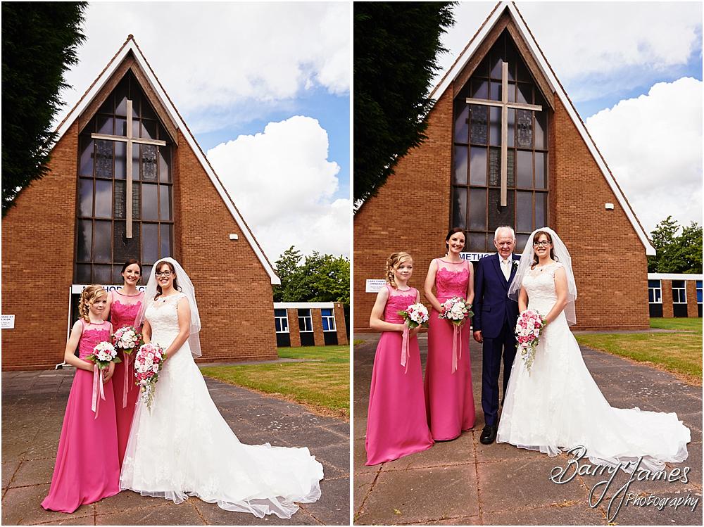Contemporary portraits of the bridal party at Brownhills Methodist Church in Walsall by Walsall Wedding Photographer Barry James