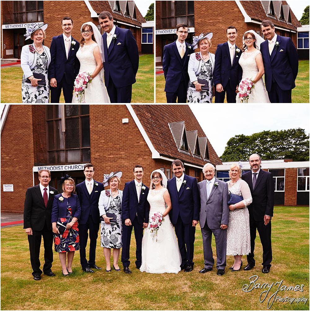 Relaxed family group photographs following the ceremony at Brownhills Methodist Church in Walsall by Walsall Wedding Photographer Barry James
