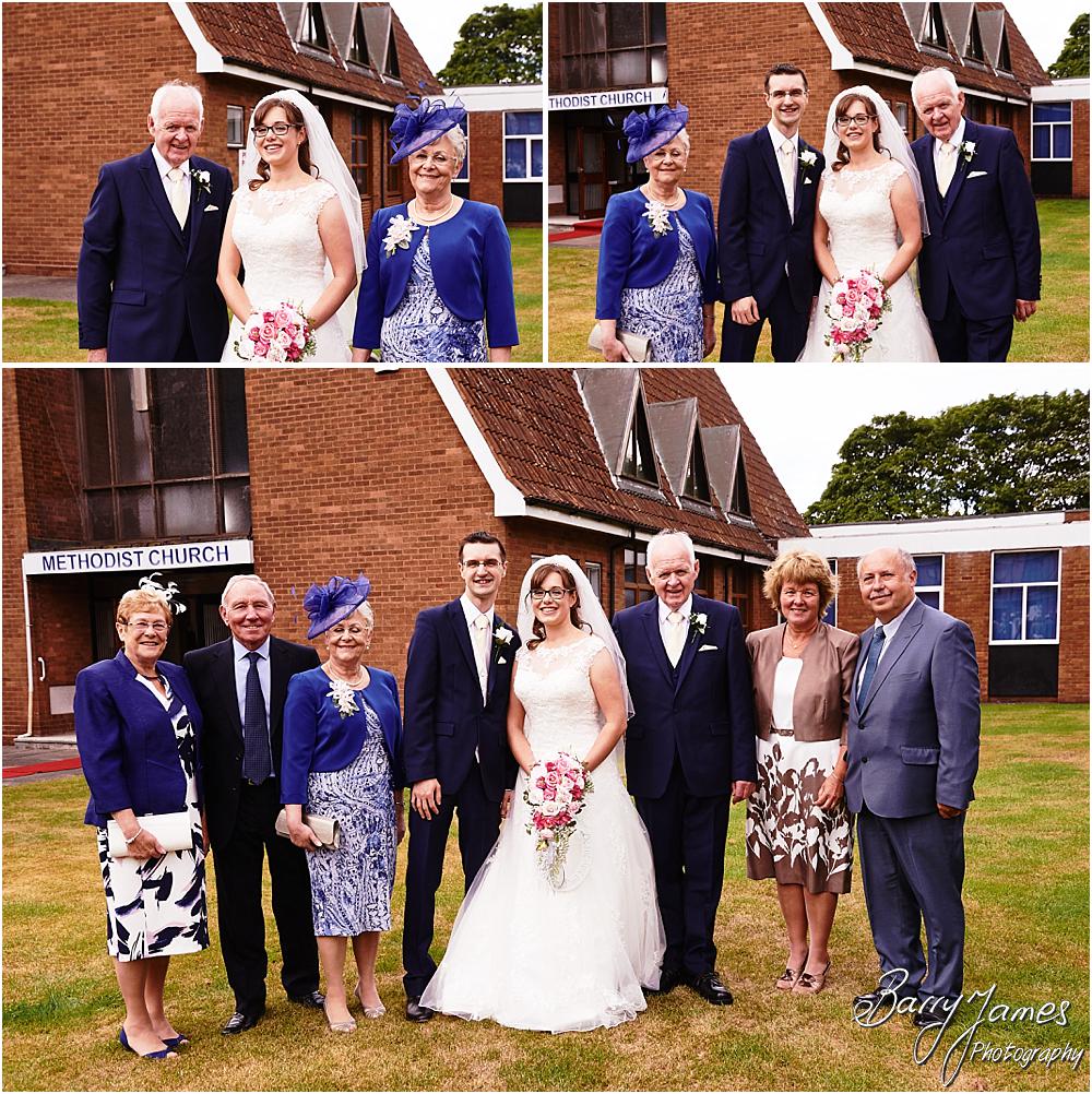 Relaxed family group photographs following the ceremony at Brownhills Methodist Church in Walsall by Walsall Wedding Photographer Barry James