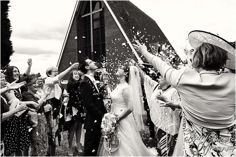 Confetti fun at Brownhills Methodist Church in Walsall by Walsall Wedding Photographer Barry James