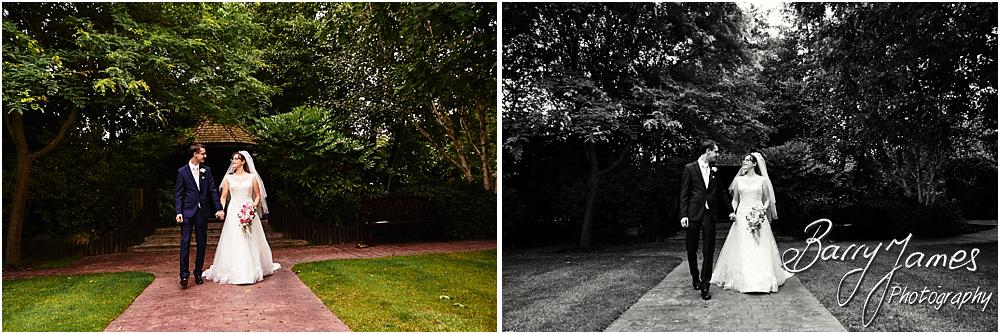 Elegant relaxed portraits of the bride and groom around the grounds of The Fairlawns in Walsall by Walsall Wedding Photographer Barry James