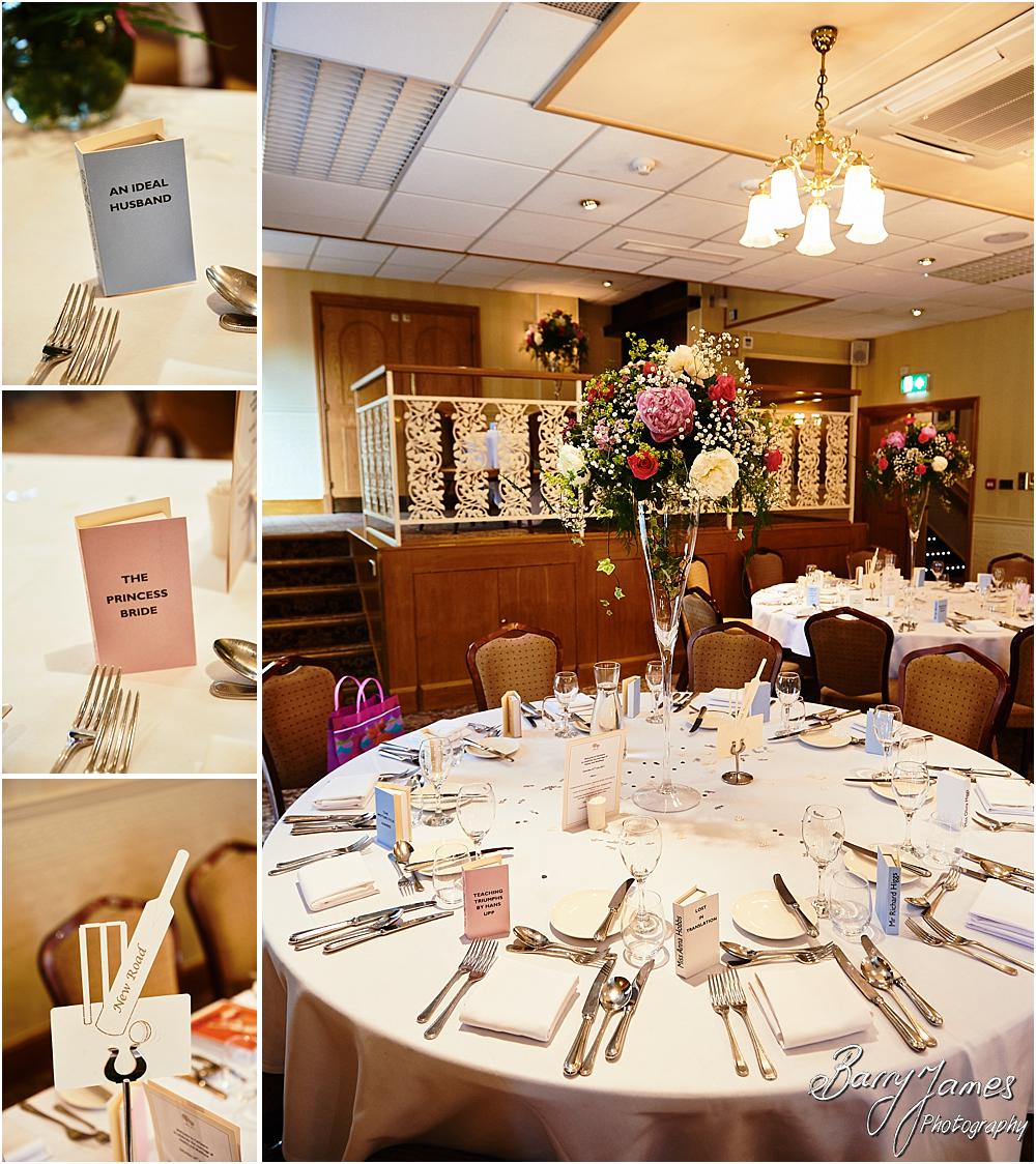 Stunning details for the wedding breakfast of Hayley + Matthew at The Fairlawns in Walsall by Walsall Wedding Photographer Barry James