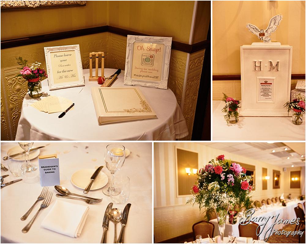 Stunning details for the wedding breakfast of Hayley + Matthew at The Fairlawns in Walsall by Walsall Wedding Photographer Barry James