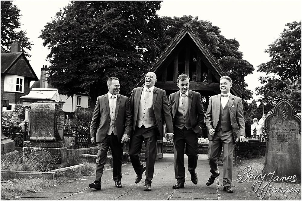 Creative contemporary portraits of the grooms party at St Michaels Church in Pelsall by Walsall Wedding Photographer Barry James