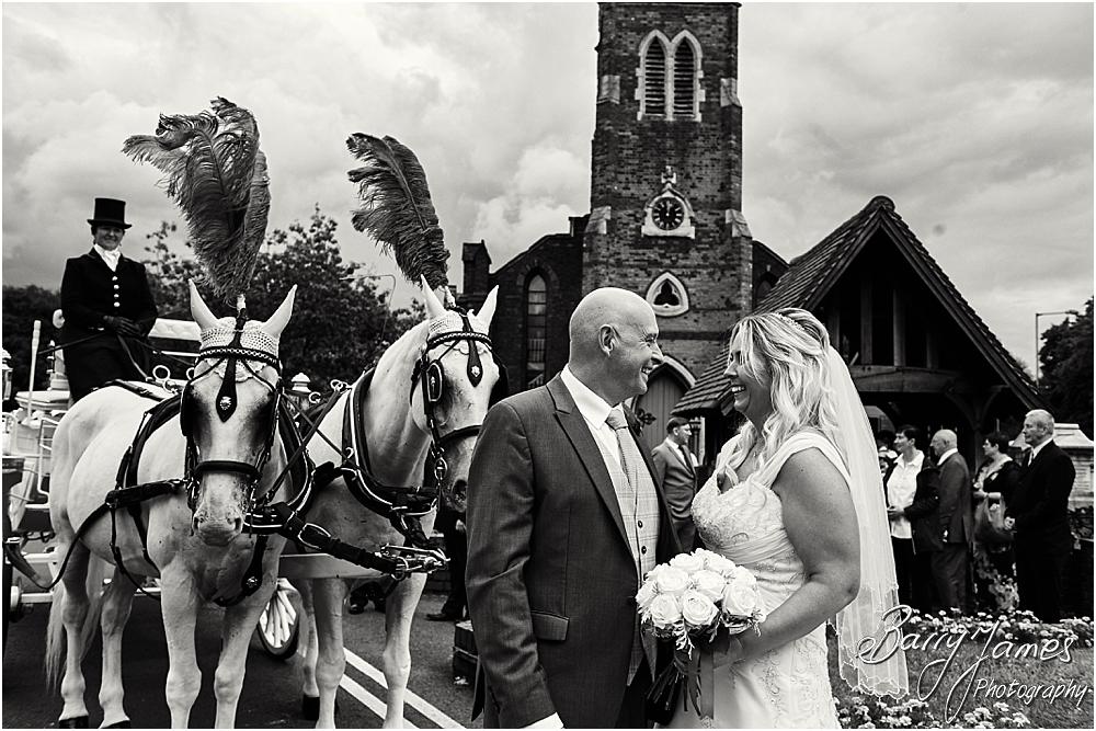 Perfect wedding transport with the carriage from Elaine Barnard at Horsedrawns Occasions for the wedding at St Michaels Church in Pelsall by Walsall Wedding Photographer Barry James
