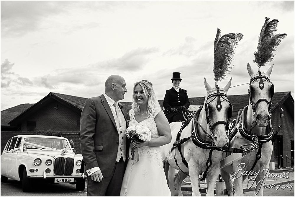 Creative photographs with the vintage wedding cars and the horsedrawn carriage at Calderfields in Walsall by Walsall Wedding Photographer Barry James