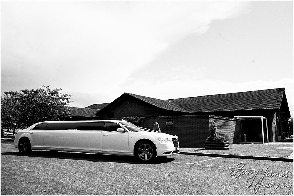 The bridal party arriving in style with Finishing Touch Cars at Calderfields in Walsall by Calderfields Wedding Photographer Barry James