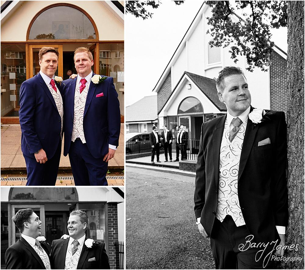 Contemporary groomsmen portraits at St Annes at Streetly by Wedding Photographer Barry James