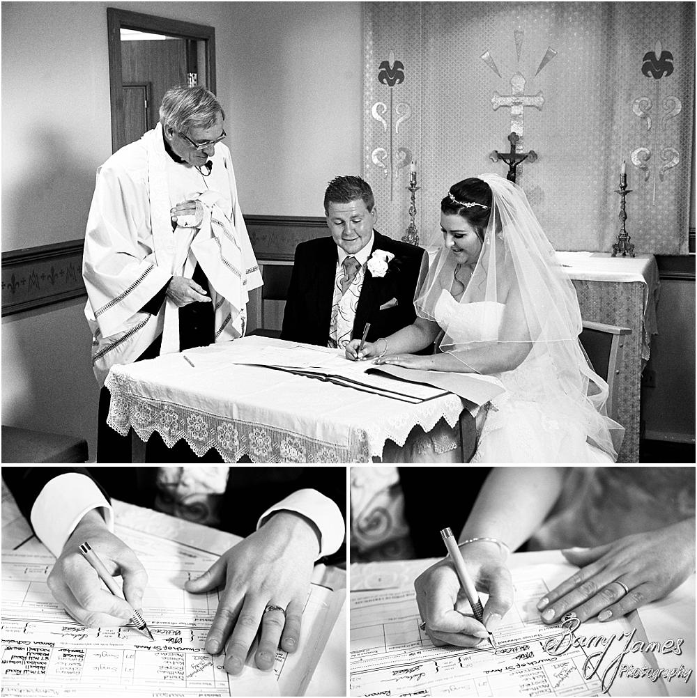 Unobtrusive storytelling photographs of the wedding ceremony at St Annes at Streetly by Wedding Photographer Barry James