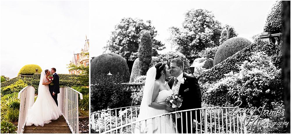 Creative natural wedding portraits around the stunning grounds and gardens at Chateau Impney at Droitwich by Wedding Photographer Barry James