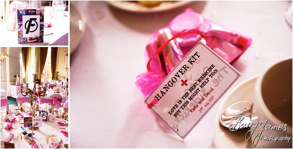 Fabulous detailing for the wedding breakfast at Chateau Impney at Droitwich by Wedding Photographer Barry James