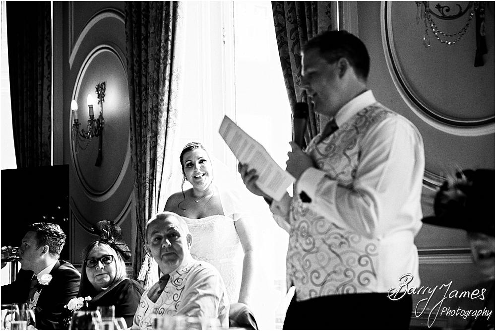 Creative candid photographs of the wonderful speeches at Chateau Impney at Droitwich by Wedding Photographer Barry James