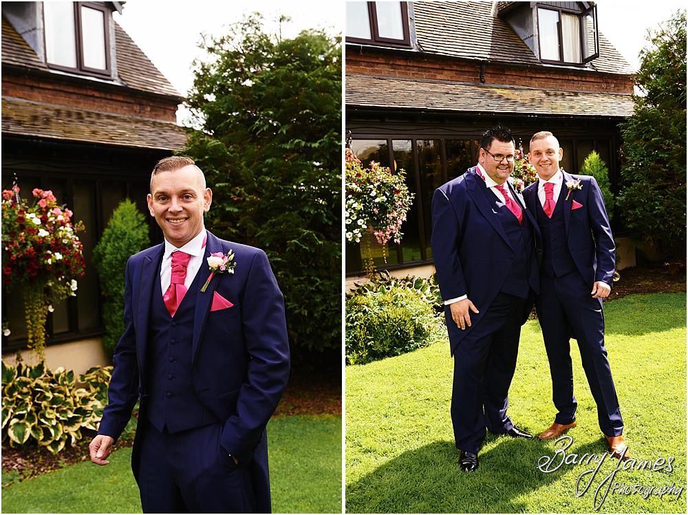 Relaxed photographs of the groomsmen in their fabulous suits from Kevin Paul at Oak Farm Hotel in Cannock by Stafford Wedding Photographer Barry James