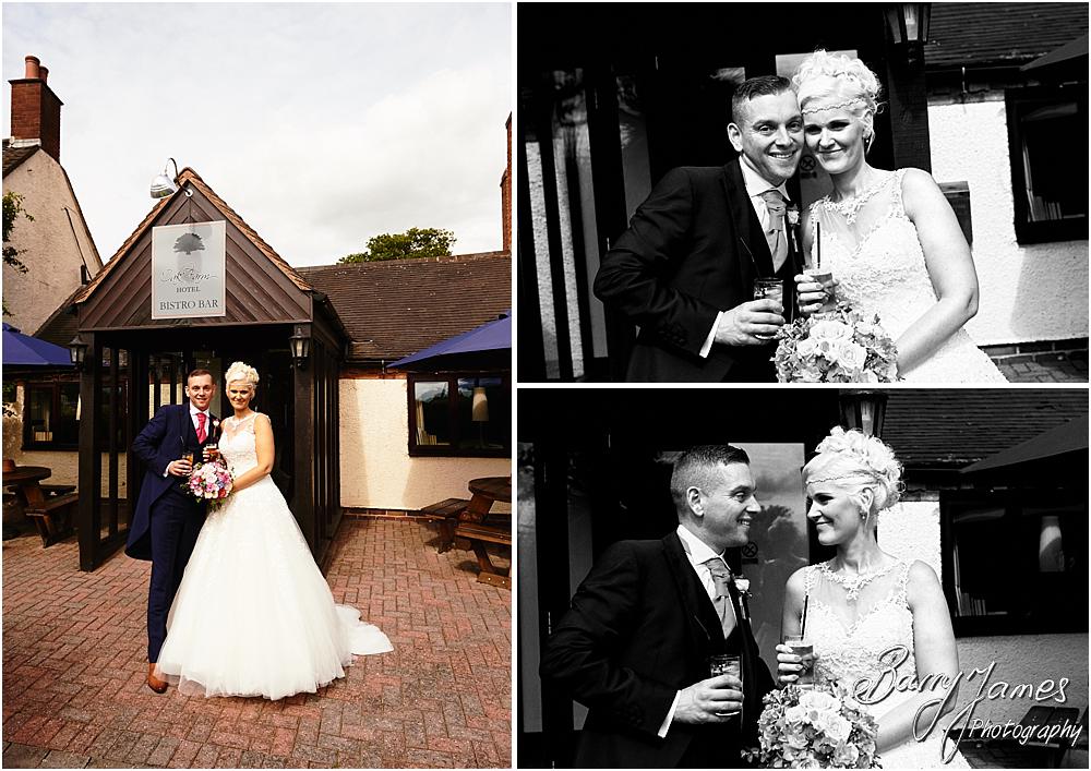 Creative relaxed portraits in the stunning front gardens at Oak Farm Hotel in Cannock by Cannock Wedding Photographer Barry James