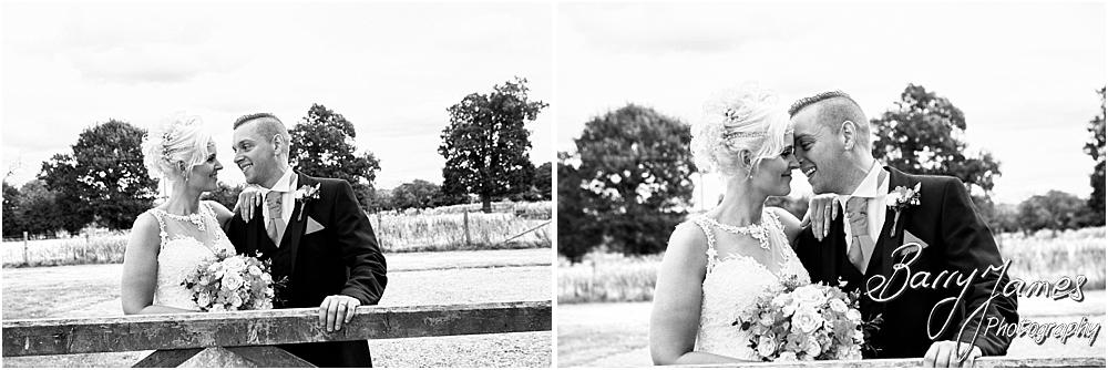 Utilising the countryside setting of the rear gardens at Oak Farm Hotel in Cannock by Cannock Wedding Photographer Barry James