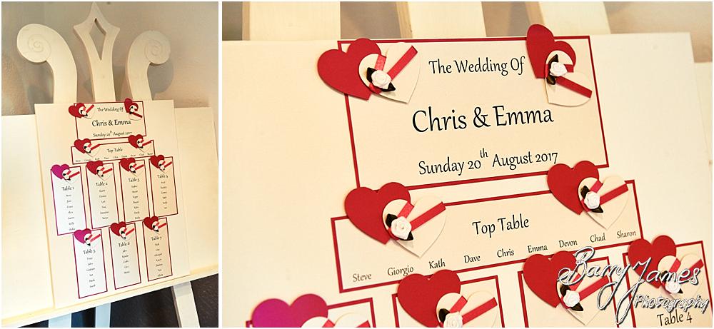 Beautiful wedding breakfast set out and decorated by Venue Creations at Oak Farm Hotel in Cannock by Cannock Wedding Photographer Barry James