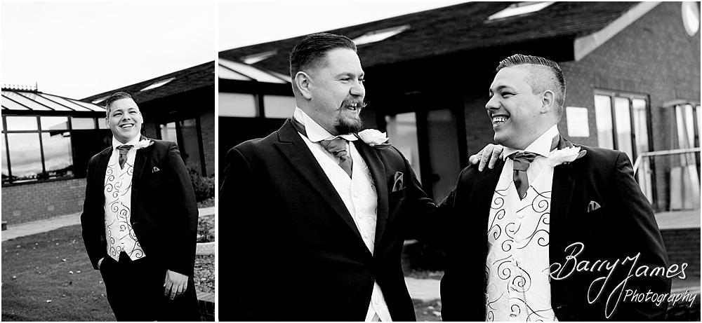 Relaxed portraits of the groom and ushers at Calderfields in Walsall by Walsall Wedding Photographer Barry James