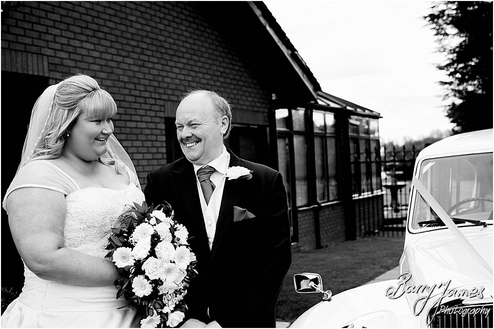 Creative natural photographs of the bridal party's arrival for the wedding at Calderfields in Walsall by Walsall Wedding Photographer Barry James