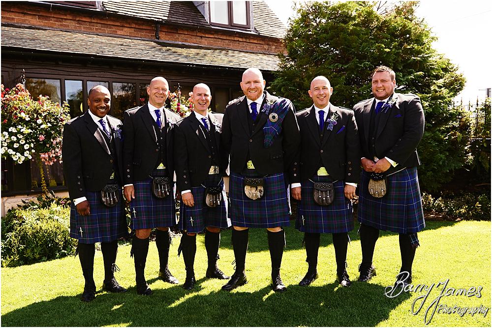 Contemporary fun portraits of the groomsmen at Oak Farm Hotel in Cannock by Cannock Wedding Photographer Barry James