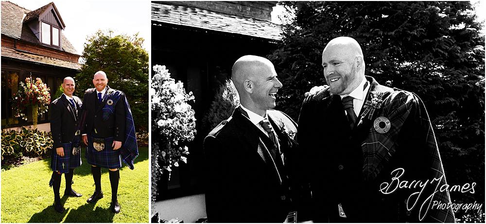 Contemporary fun portraits of the groomsmen at Oak Farm Hotel in Cannock by Cannock Wedding Photographer Barry James