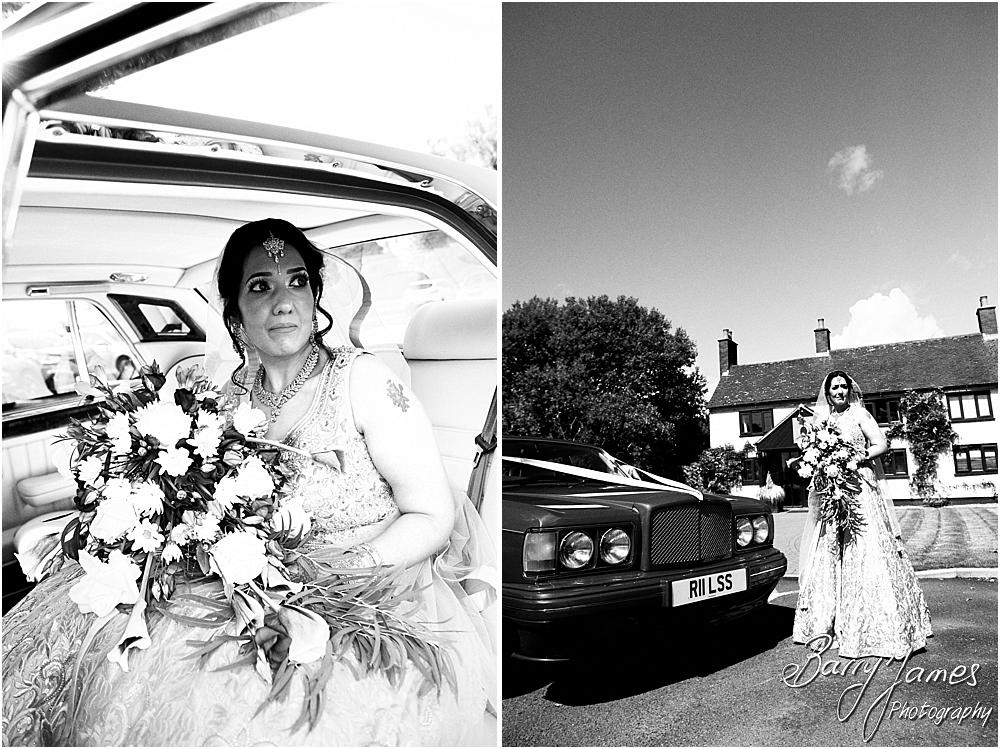 Creative photographs of the brides arrival for the beautiful wedding at Oak Farm Hotel in Cannock by Cannock Wedding Photographer Barry James