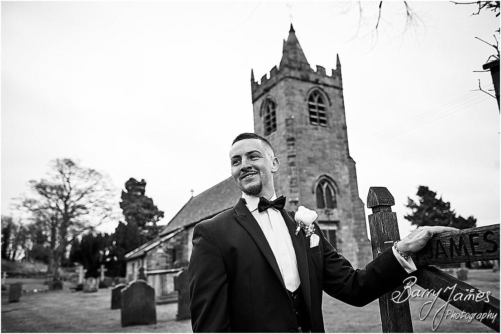 Relaxed contemporary portraits of the groomsmen at St James Church + The Moat House in Acton Trussell by Stafford Wedding Photographers Barry James