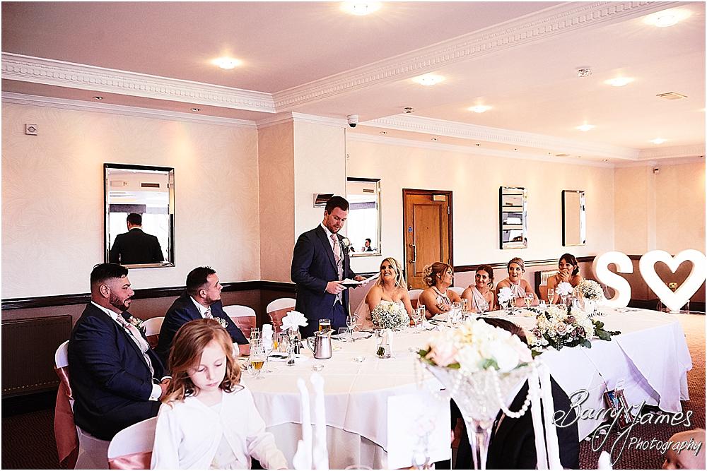 Candid photographs capturing the wedding speeches and the fabulous reactions from the guests at The Moat House in Acton Trussell by Staffordhire Wedding Photographers Barry James