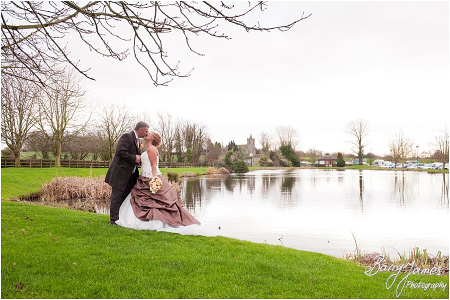 Beautiful relaxed portraits of bride and groom around grounds at The Moat House in Stafford by Staffordshire Wedding Photographer Barry James